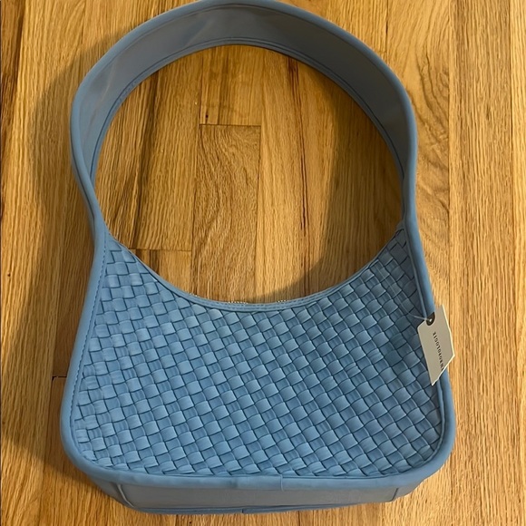 NWT Anthropologie Blue Woven Neoprene Shoulder Bag - Picture 1 of 11